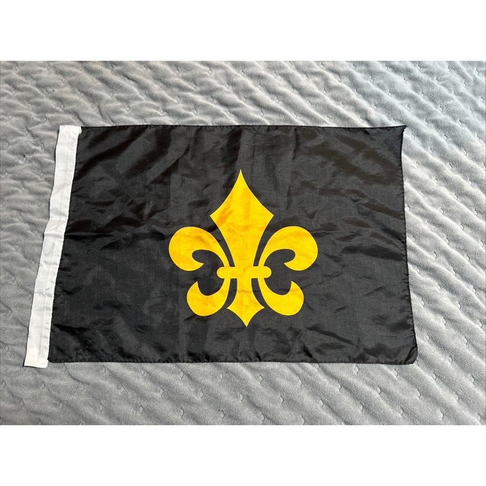 Fleur De Lis Flag Black Gold Symbol Banner Wall Decor Art Decoration